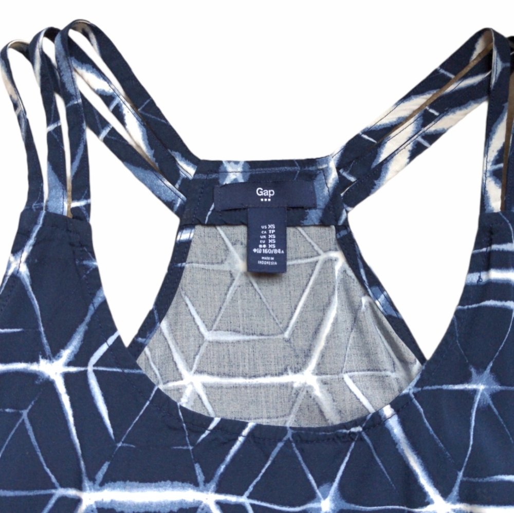 Gap Blue Tie Dye Racerback Dress W/ 3 Straps Sz XS - Picture 2 of 5
